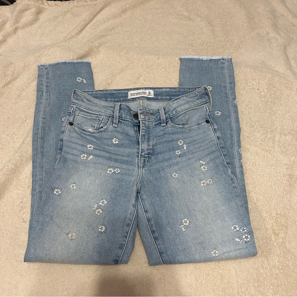 Abercrombie Flower Super Skinny Ankle Jeans